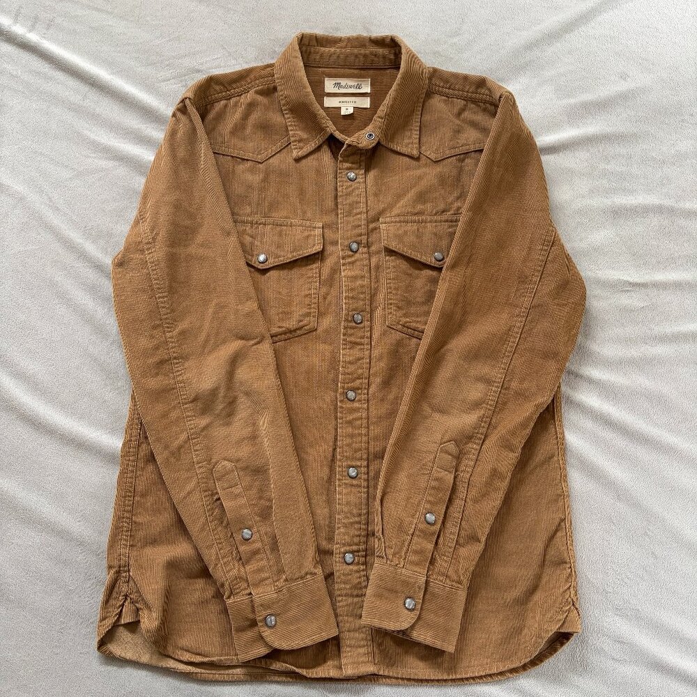 Madewell Tan Corduroy Button Down Shirt Size S
